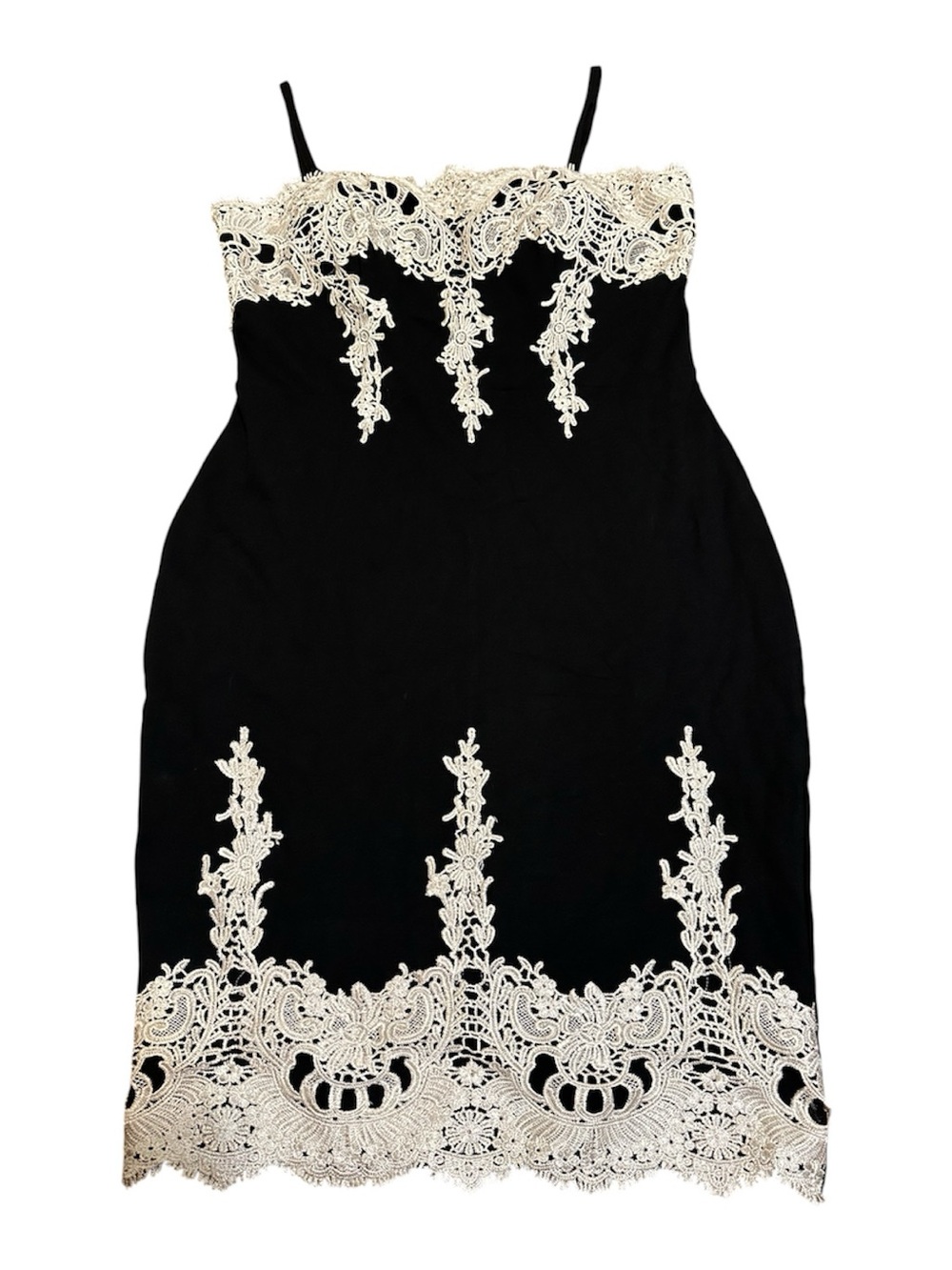 NWOT Haute Monde Black Bodycon Dress with Cream/White Lace Appliqué Detailing - Picture 2 of 7